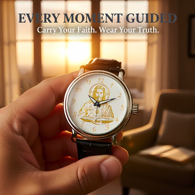 Montre Représentation dorée de Jésus tenant un livre (Créateur téléchargé)