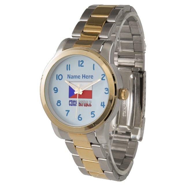 Montre République tchèque Drapeau tchèque Personnalisatio (Incliné)