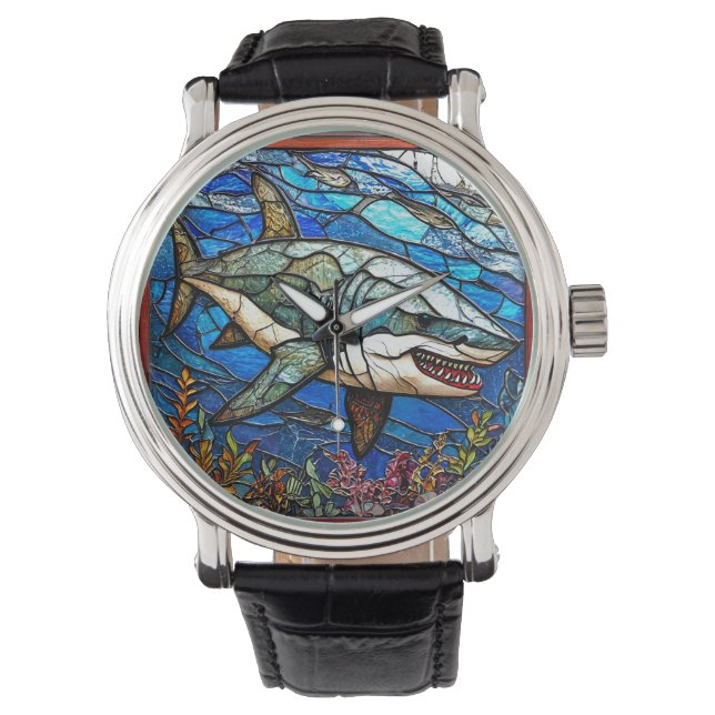 Montre Requin en verre coloré (devant)