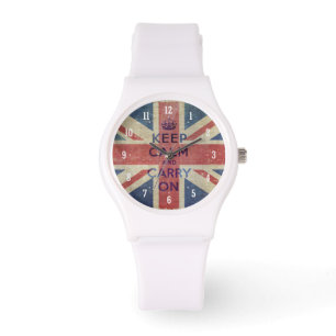 Montre Restez calme et continuez avec le drapeau du Royau