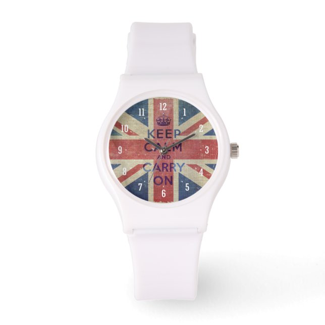 Montre Restez calme et continuez avec le drapeau du Royau (Recto)