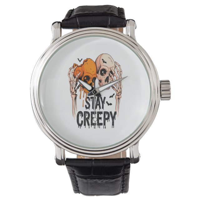 Montre Restez Déplaisant PNG, Rétro Halloween crâne (devant)
