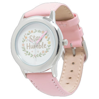 Montre Restez humbles tons terreux texte sur fond blanc