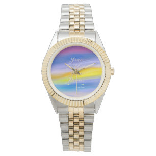 Montre Résumé abstrait violet et rayon doré