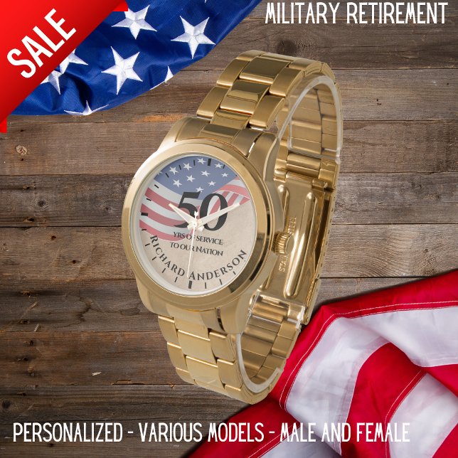 Montre Retraite militaire US Drapeau Armée Marine Air For (Créateur téléchargé)