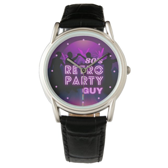 Montre Retro 80 s Disco Dance Party Neon Purple Funky (devant)