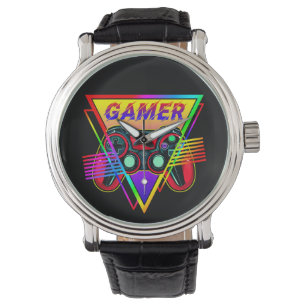 Montre Rétro Arc-en-ciel Coloré Joueur Ordinateur Jeu