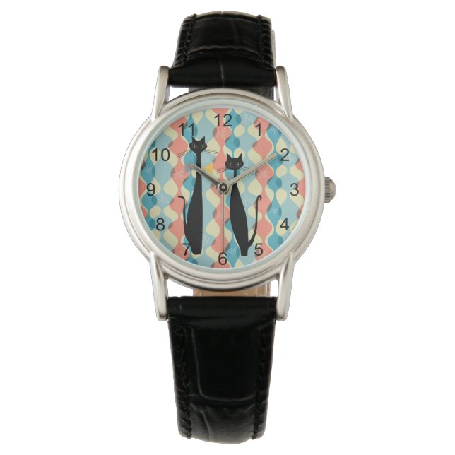 Montre Retro Atomique Moyen Siècle Moderne MCM Cool Chat (devant)