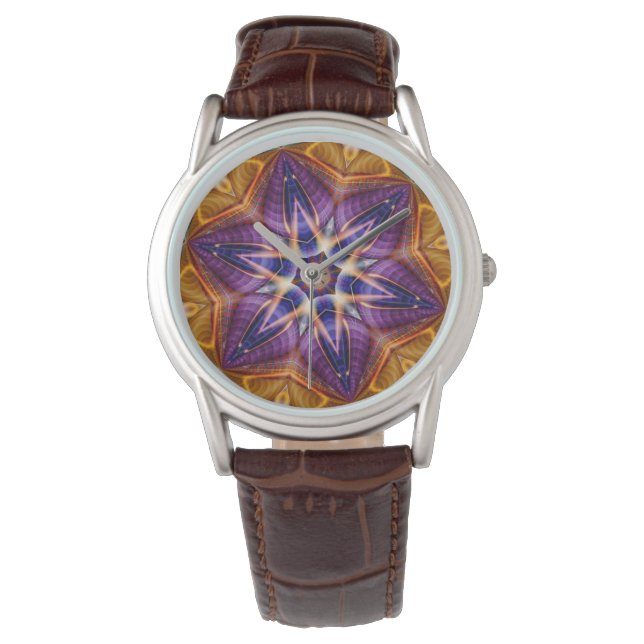 Montre Retro Boho Bohemian Hippie Trippy Rosette Mandala (devant)