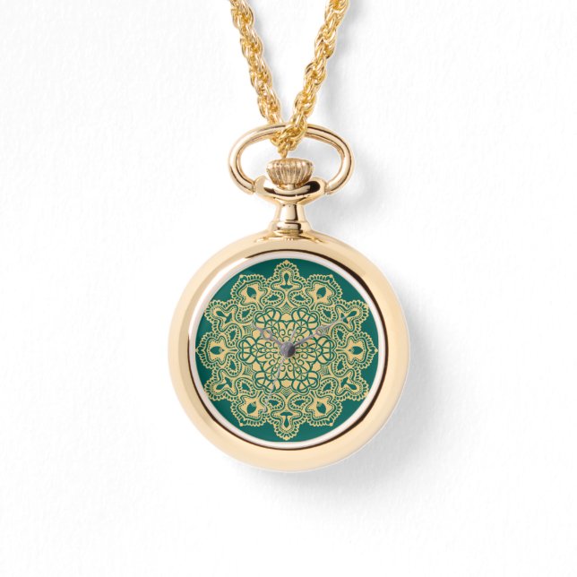 Montre Rétro Boho Chic Bohème Hippie Rosette Mandala (Recto)