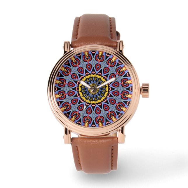 Montre Rétro Boho Chic Bohème Hippie Rosette Mandala (Recto)