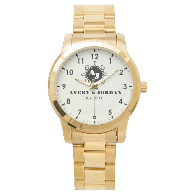 Montre Retro calligraphic monogram Luxury Vintage  (devant)