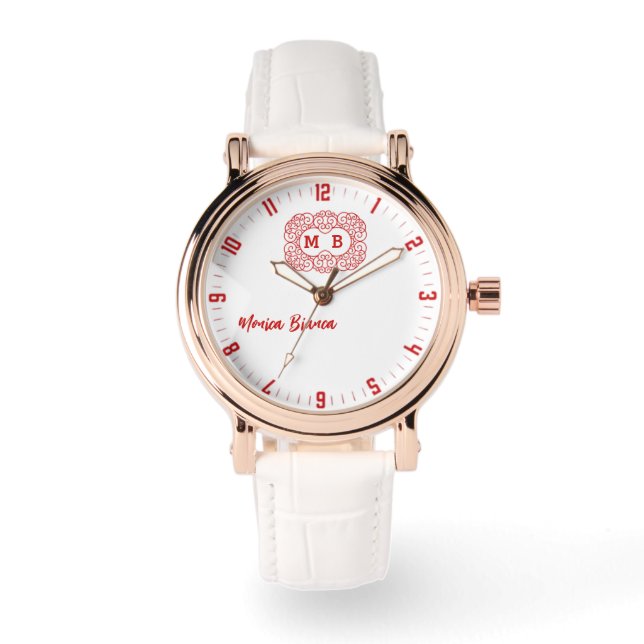 Montre Retro Hipster Monogram white and red  (Recto)