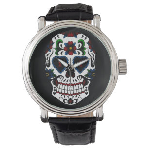 Montre Rétro jour grunge du crâne mort de sucre