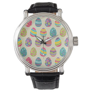 Montre Rétro jour heureux chic de Pâques d'oeufs de