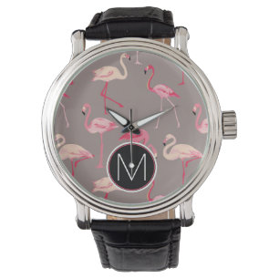 Montre Rétro monogramme des Flamants roses  