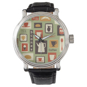 Montre Rétro motif avec des plats de cuisine pour le