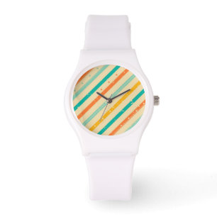 Montre Rétro motif rayé grunge