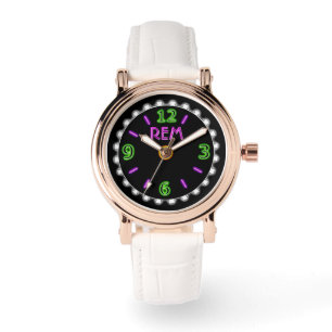 Montre Retro Neon Connexion Violet et Vert - Personnalisé