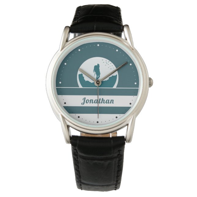 Montre Retro Randonnée Camping Paysage Nom personnalisé T (devant)