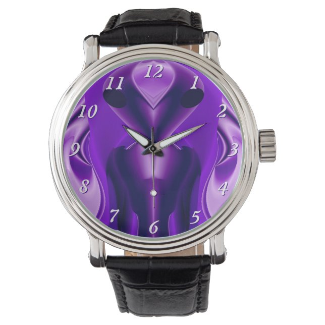 Montre Rêves arc-en-ciel violet 3D, Alien (devant)