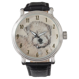 Montre Revêtu doux Roue Peinture Terrier Art original