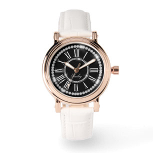 Montre Rhinestones Imprimées Élégantes Ajouter un nom Per