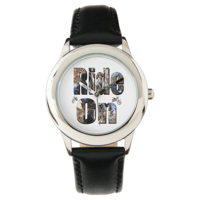 Montre Ride On, Moto Photo Logo, Cuir Enfants (devant)