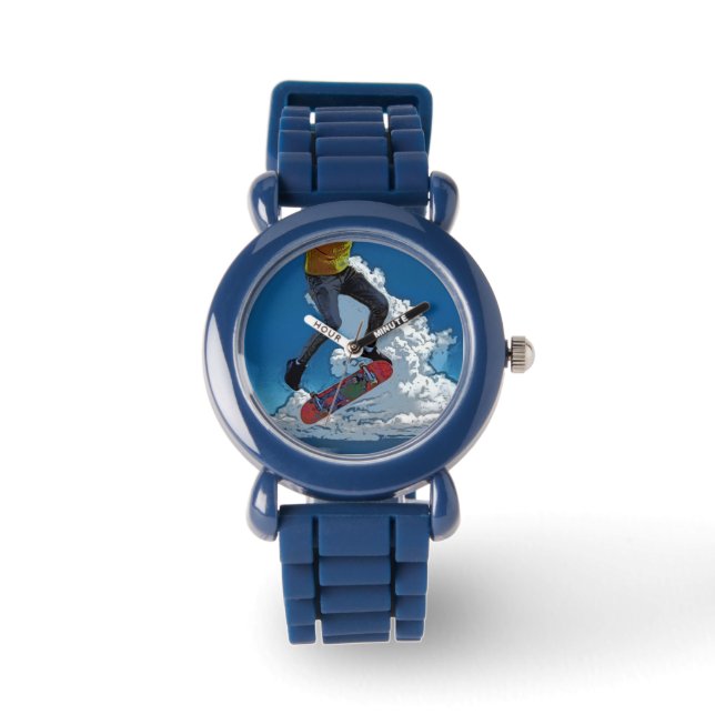 Montre Riding the Wind - Poster de skateboarder Horloge r (Recto)