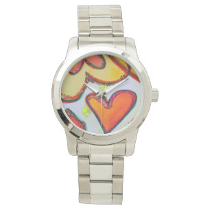 Montre Rire Coeurs Jardin Colorful Art Custom Watch