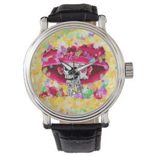 Montre Rire Skeleton Woman dans Red Bonnet