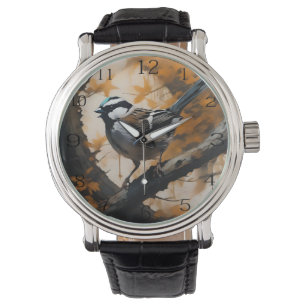 Montre Robin Dans Une Peinture À Huile D'Arbre,