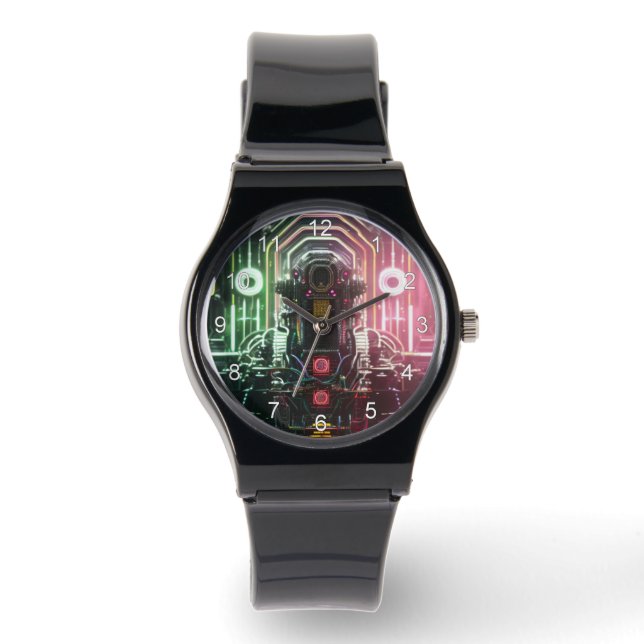 Montre Robot 1 avec bracelet en silicone noir et c (Recto)