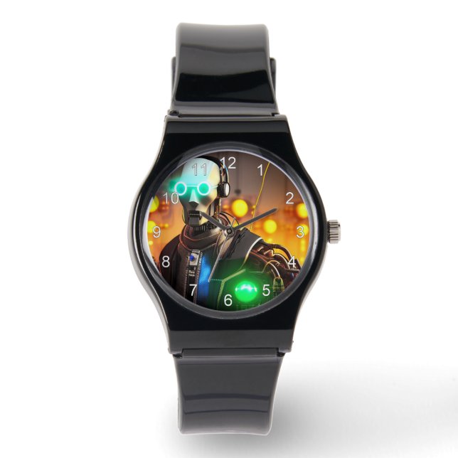 Montre Robot 2 à bracelet en silicone noir avec ch (Recto)