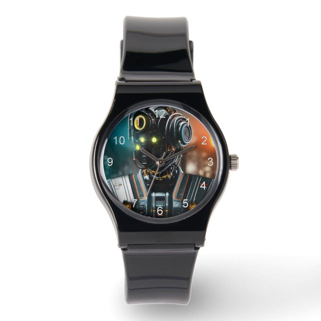 Montre Robot 3 avec bracelet en silicone noir et c (Recto)