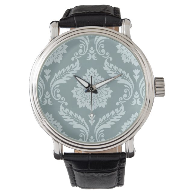 Montre Rococo Damask Pattern Duck Egg Blue+Teal (devant)