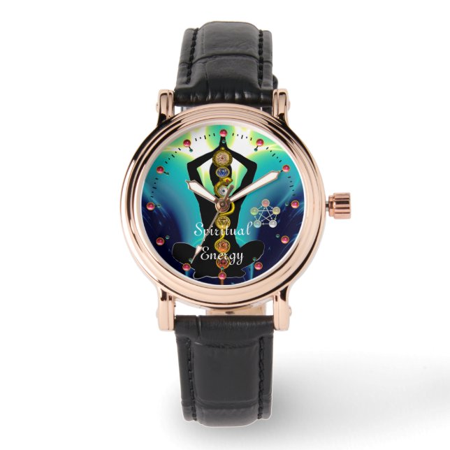 Montre RODE D'ASCLEPIUS 7 CHAKRAS, YOGA LOTUS POSE Bleu (Recto)
