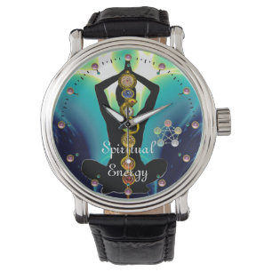 Montre RODE D'ASCLEPIUS 7 CHAKRAS, YOGA LOTUS POSE Bleu