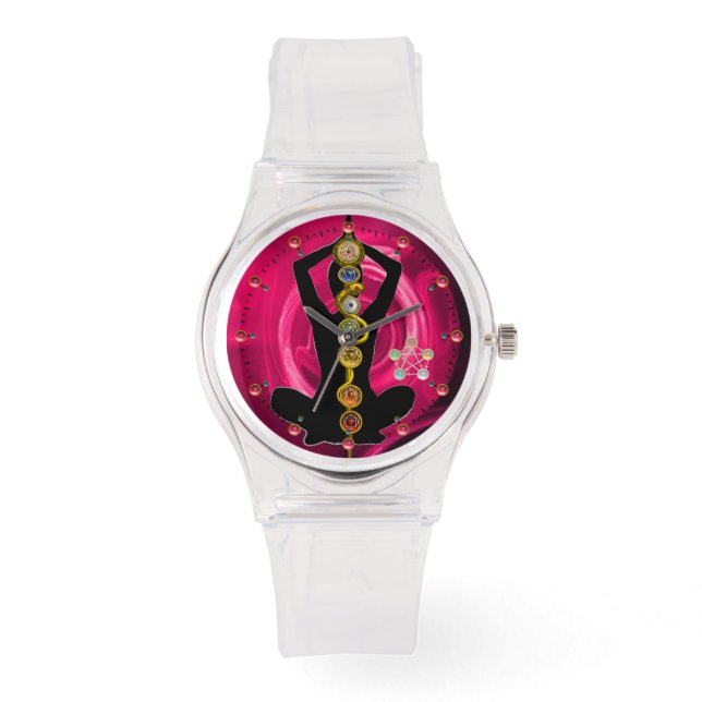 Montre RODE D'ASCLEPIUS 7 CHAKRAS, YOGA LOTUS POSE rose (Recto)