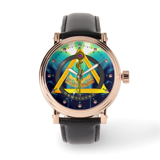 Montre RODE DU SYMBOLE DE DENTISSE ASCLEPIUS, Turquoise (Recto)