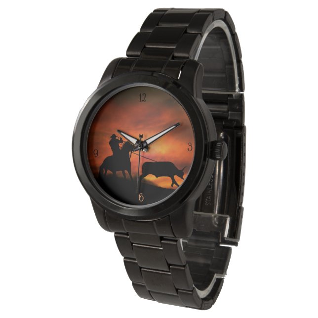 Montre Rodeo Cowboy Steer Roping (Incliné)