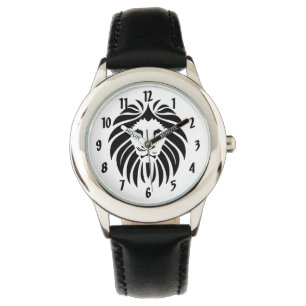 Montre Roi du visage de lion de jungle dans le noir