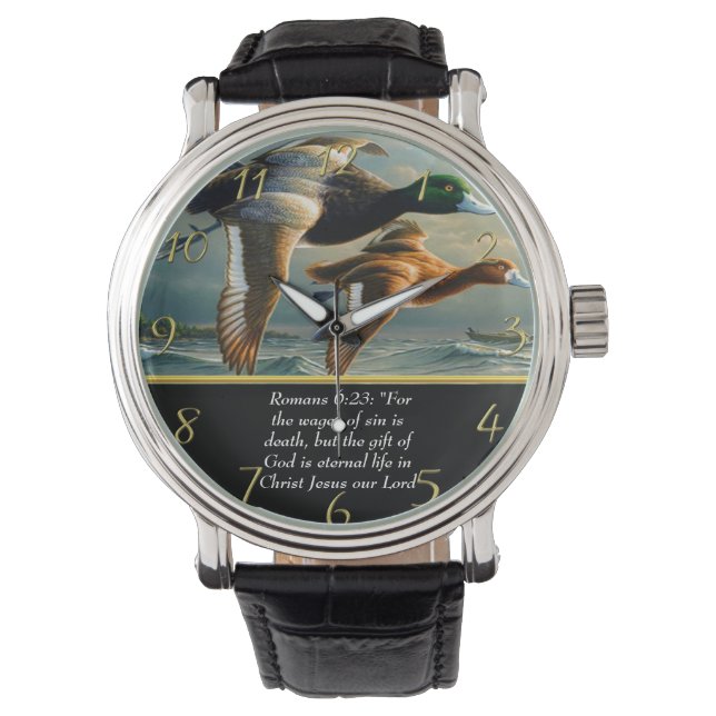 Montre   Romains 6:23 Foi chrétienne croix avec canards   (devant)