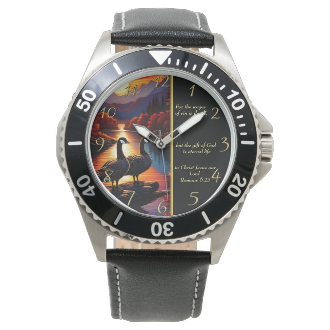 Montre Romains 6:23 Or de l'Église blanche (devant)