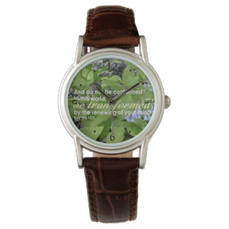 Montre Romains transformés 12:2 Bible chrétienne Floral