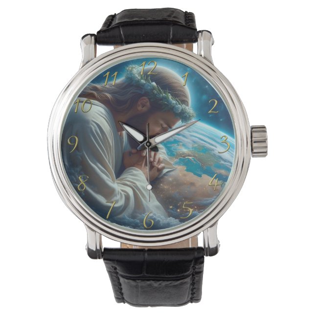 Montre Romans 6:23 main tenant croix or (devant)