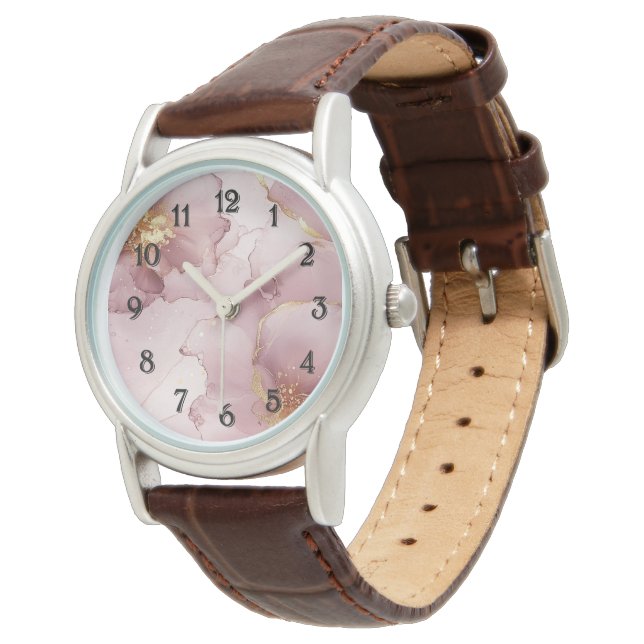 Montre Romantique Blush Rose or Floral (Incliné)