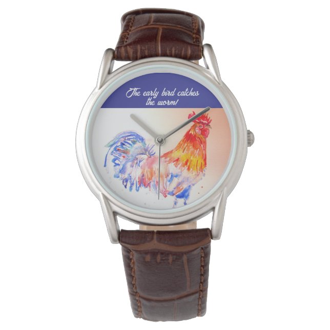 Montre Rooster Aquarelle Poulet Oiseau Cockerel Ferme Gar (devant)
