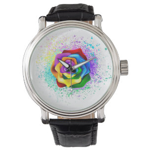 Montre Rose arc-en-ciel coloré