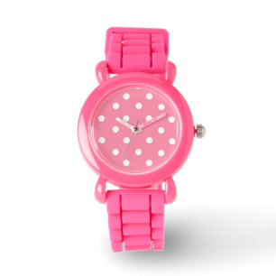 Montre Rose avec points blancs